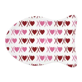 XoXo Pink Red Hearts White Pet Feeding Mat Fish Shape Dog/Cat Food Mat