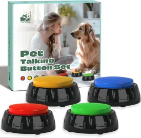 YoFellas Pet Communicator Button - 4 Pack | Interactive Voice Buttons for Dogs | Training & Communication Device with Customizable Recordings | Durable, Non-Slip Base | Multiple Colors