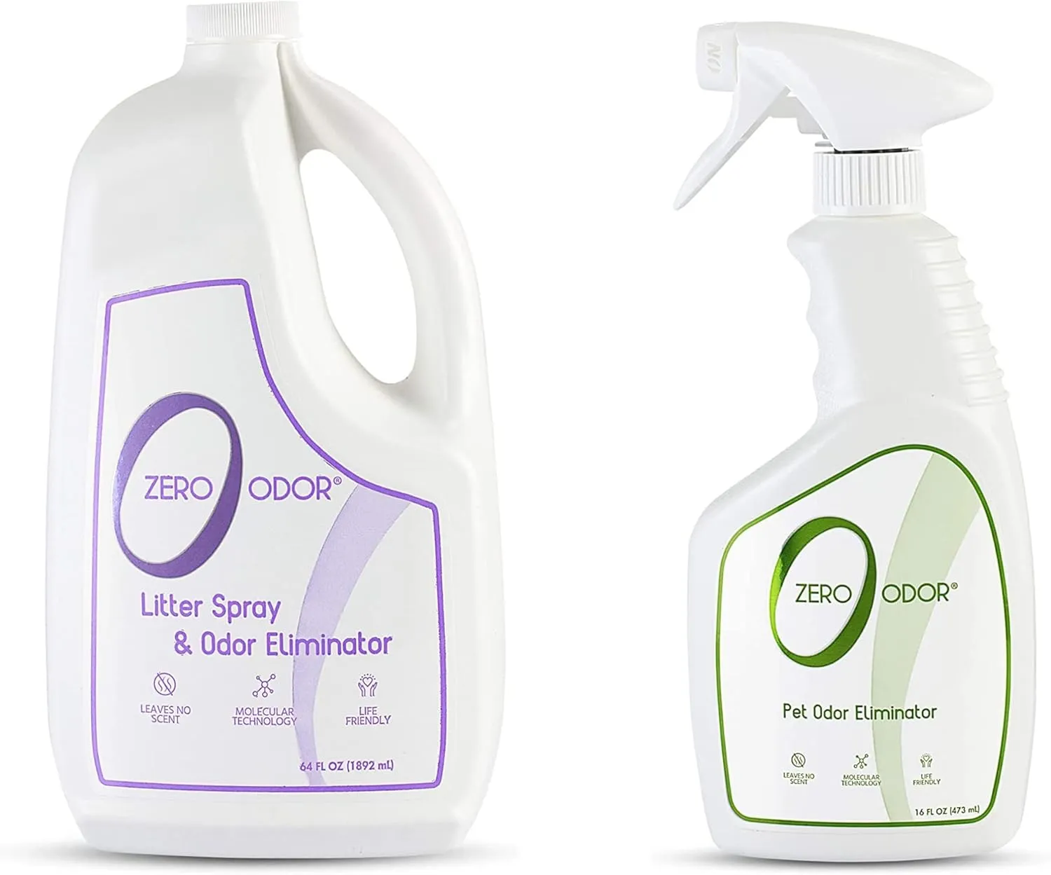 Zero Odor - Pet Odor Eliminator - Permanently Eliminate Air & Surface Odors 16 Oz  Litter Odor Eliminator 64oz Refill