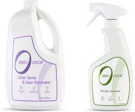 Zero Odor - Pet Odor Eliminator - Permanently Eliminate Air & Surface Odors 16 Oz  Litter Odor Eliminator 64oz Refill